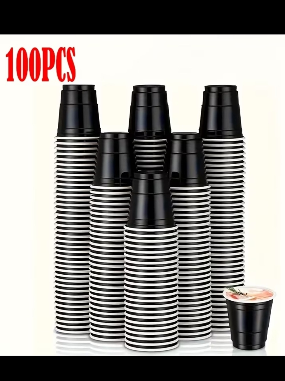 BRAND NEW 🆕 Black Shot Glasses Plastic Disposable 2oz Cups - 100 Pack